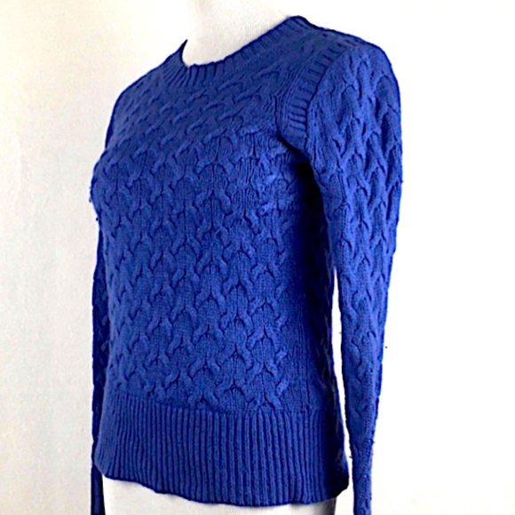 J.Crew Classic Blue Cable-Knit Crewneck Sweater - Picture 7 of 12